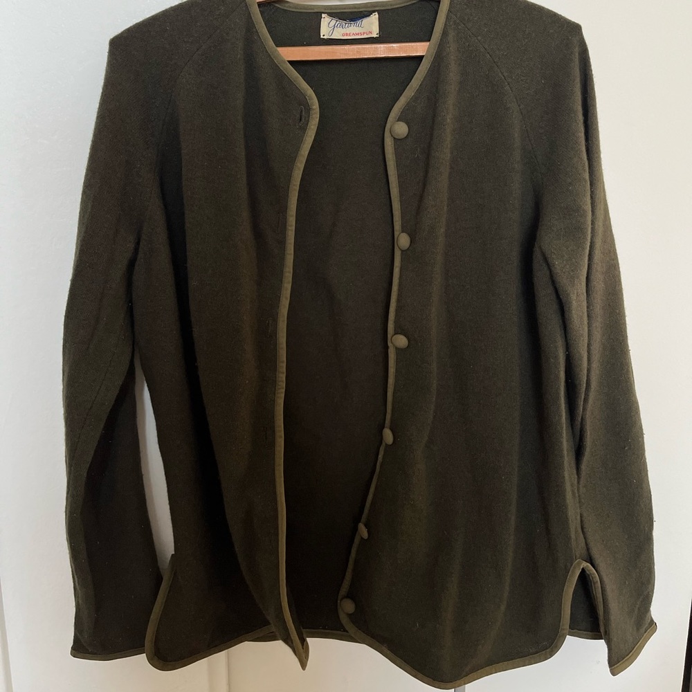 Cashmere sweater cardigan, vintage forest green - Picture 2 of 5